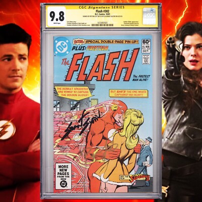 CGC 9.8 SS Flash #302 signed by Grant Gustin & Peyton List Golden Glider CW 1981