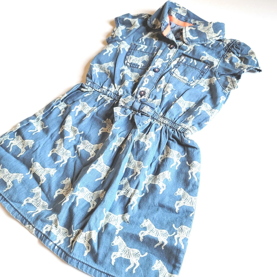 Gymboree sz 4 Animal Party Chambray Zebra Dress NWT Blue - Image 2 of 3