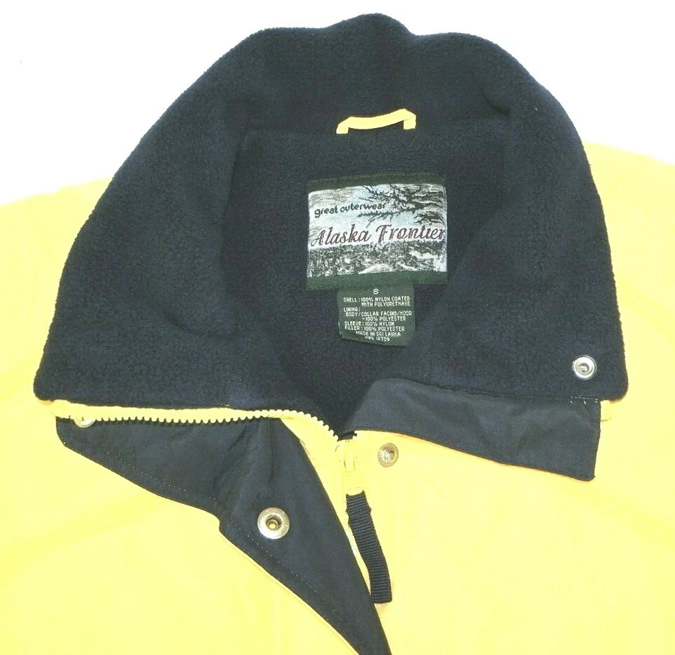 Аляска границы женщин размер маленький флис с подкладкой зимнее пальто куртка желтый синий - Изображение 3 из 4