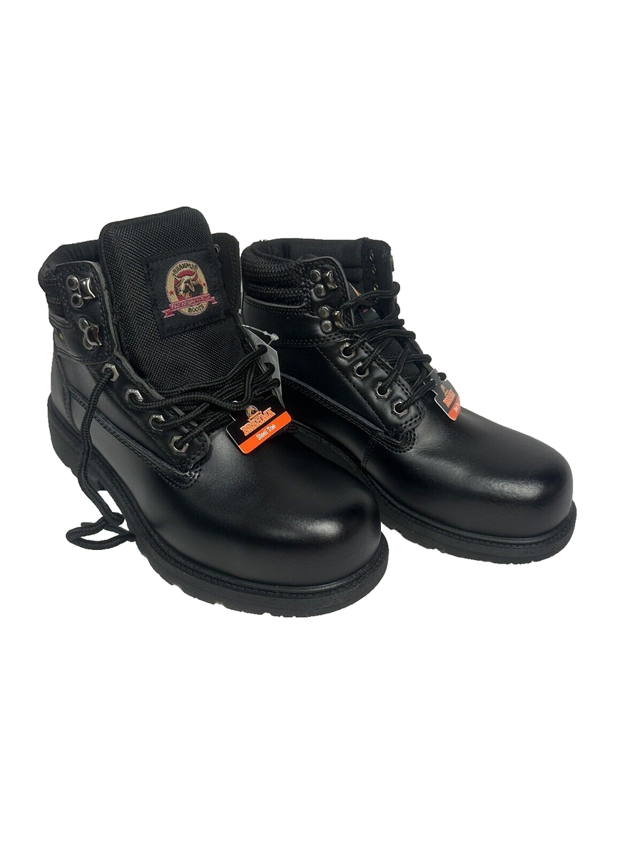 NEW brahma STEEL TOE mens work boots BLACK size 7.5 W slip & oil