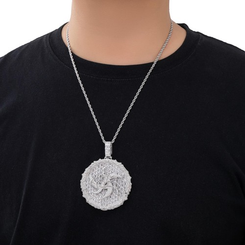 Gioielli Hip Hop ASEN BIG CAKE Ciondolo Bling Collana Catena Rapper Accessori DJ - Foto 7 di 9