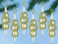 Design Works Christmas Ornament Kit, (6) Pearl Drops Ornaments, NEW