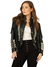 Liberty Wear Women's Fringe Sheep Napa Jacket - 9841-blk