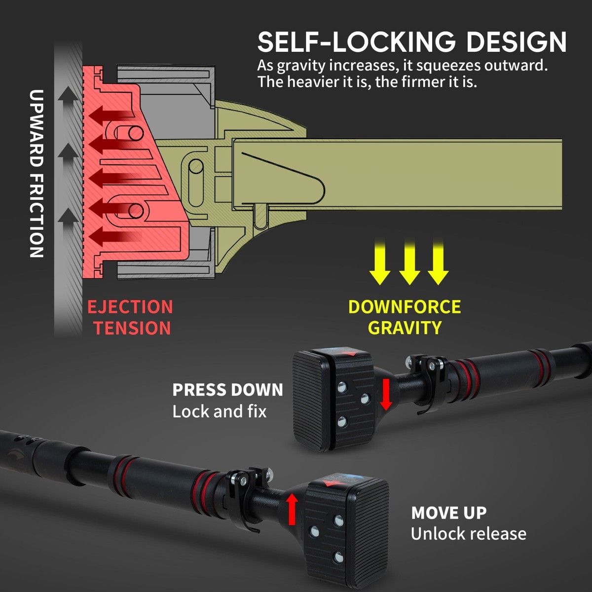 leikefitness Pull-Up Bar for Door Frame Chin-Up Bar Upper Body
