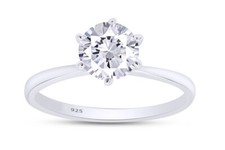 Solitaire Engagement Wedding Band Ring Round Cubic Zirconia 925 Sterling Silver