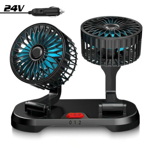 Universal 12V 24V Car Cooling Fan w/ Cigarette Lighter for Van SUV Boat Vehicle - Picture 14 of 14