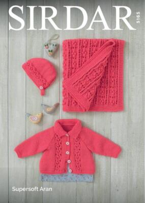 Sirdar Strickmuster - superweiche Aran, Baby Mädchen Jacke Motorhaube und Decke 