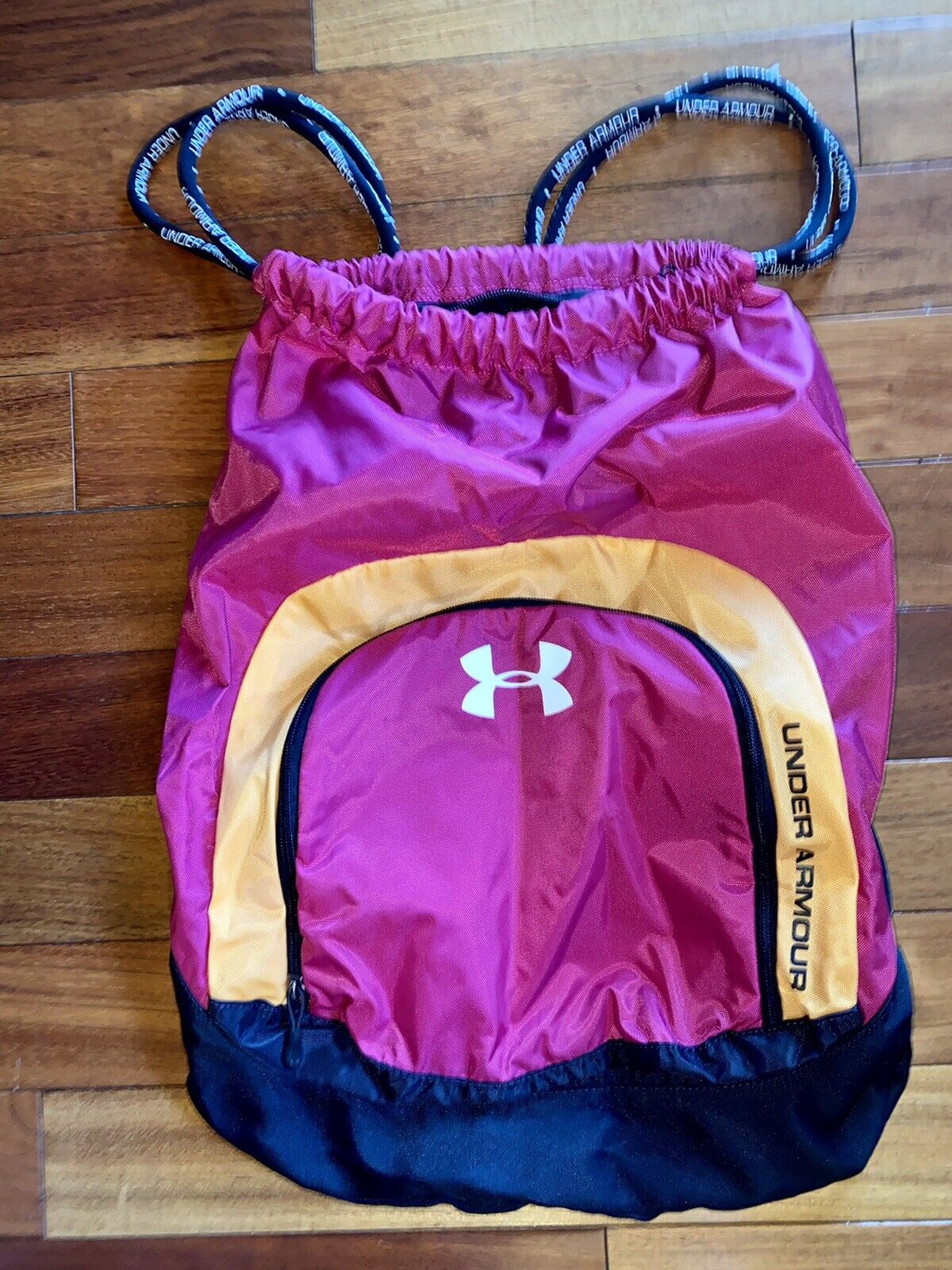 Under Armour Womens Backpack Gym Bag Nylon Hot Pink With Front Zipper