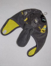 Toddler Boys Fleece Hat  Mittens GREY Yellow MONSTERS Winter 6-12 Mo TWO PIECE