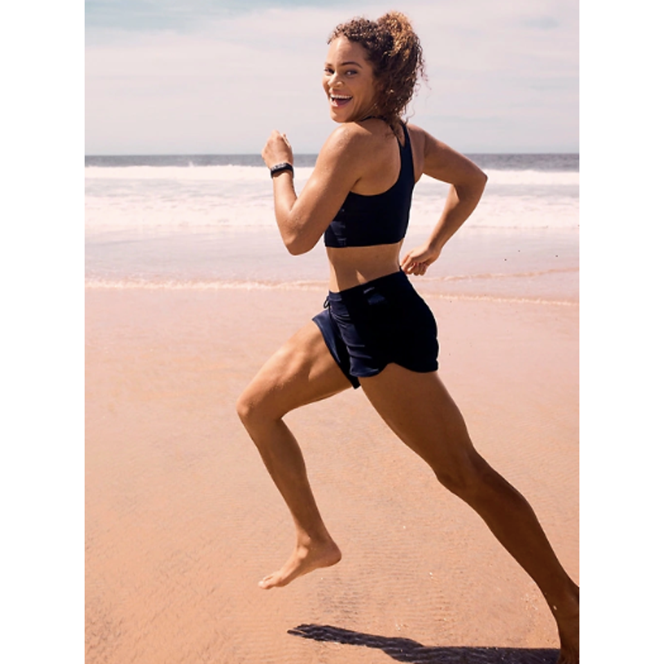 Athleta S D DD cup navy dress blue Conscious crop top swim bathing suit