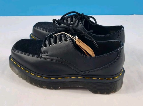 Dr. Martens 5i Bex Squared Toe Hair On & Leather Shoes Black Mens 5 Womens 6 NEW - Picture 2 of 12