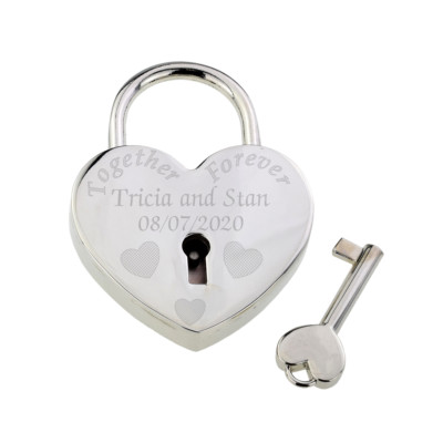 Personalisiertes Together Forever Silber Liebesschloss Vorhängeschloss, Namen & Datum XPE005