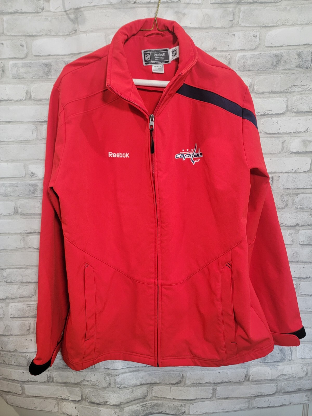 Washington Capitals Fleece Lined Rain Jacket Heavy Full Zip Reebok Clean Crisp
