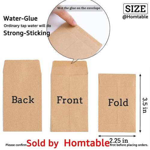 100 Pack Small Coin Envelopes Kraft Paper Seed Packets Envelopes for Small Items - Picture 6 of 6