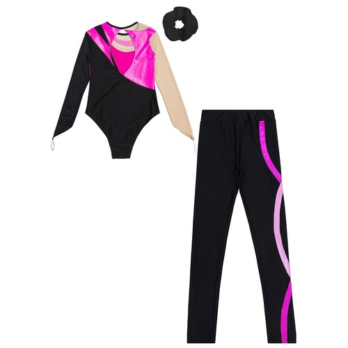 Children Girls Sets Patchwork Tracksuits Competition Outfits Long Sleeve 3Pcs - Picture 32 of 110
