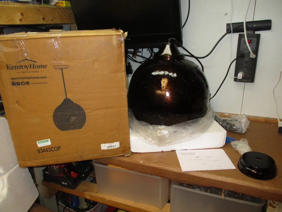 全新 Kenroy Home 93443COP Matisse 悬挂式铜吊坠 1 灯夹具 — 第 2/4 张图片