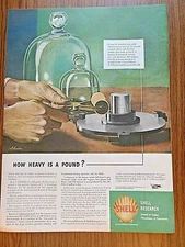 1944 Shell Oil Gas Research Ad   How Heavy is a Pound? 