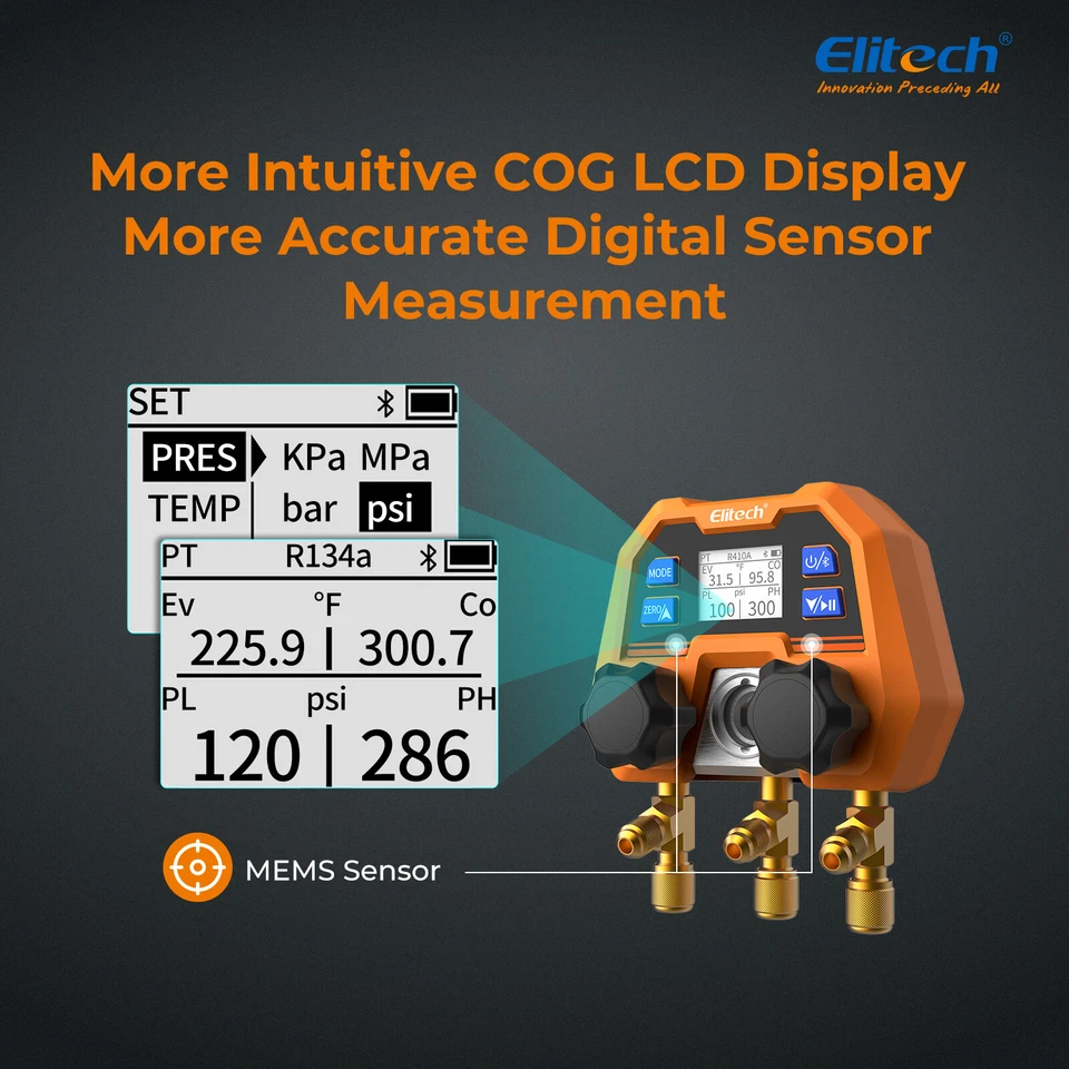 Elitech Manifold Gauge App Control ARTEMIS DMG-4B+Refrigerant Charging Hose Set - image 3 of 4