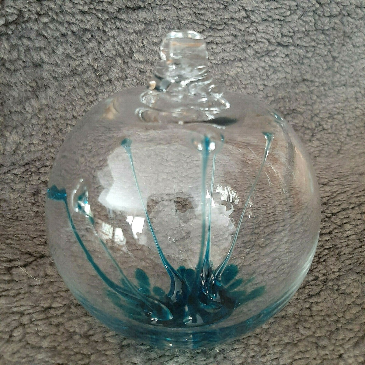 Handblown Glass Witch Ball - 4" Diameter Green & Aqua Hanging Decor (WB28) 4 thumbnail image