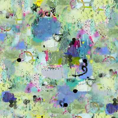 Multi Color Painter's Joy Digital Collage, Clothworks 44'' Wide BTY