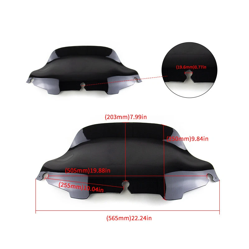 Parabrisas ondulado de 8" para Harley Touring Electra Street Glide 1996-2013 Foto 2 de 4