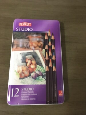 Vintage DERWENT  STUDIO  Fine Art COLOUR PENCILS Set of 12 #32196 - NEW