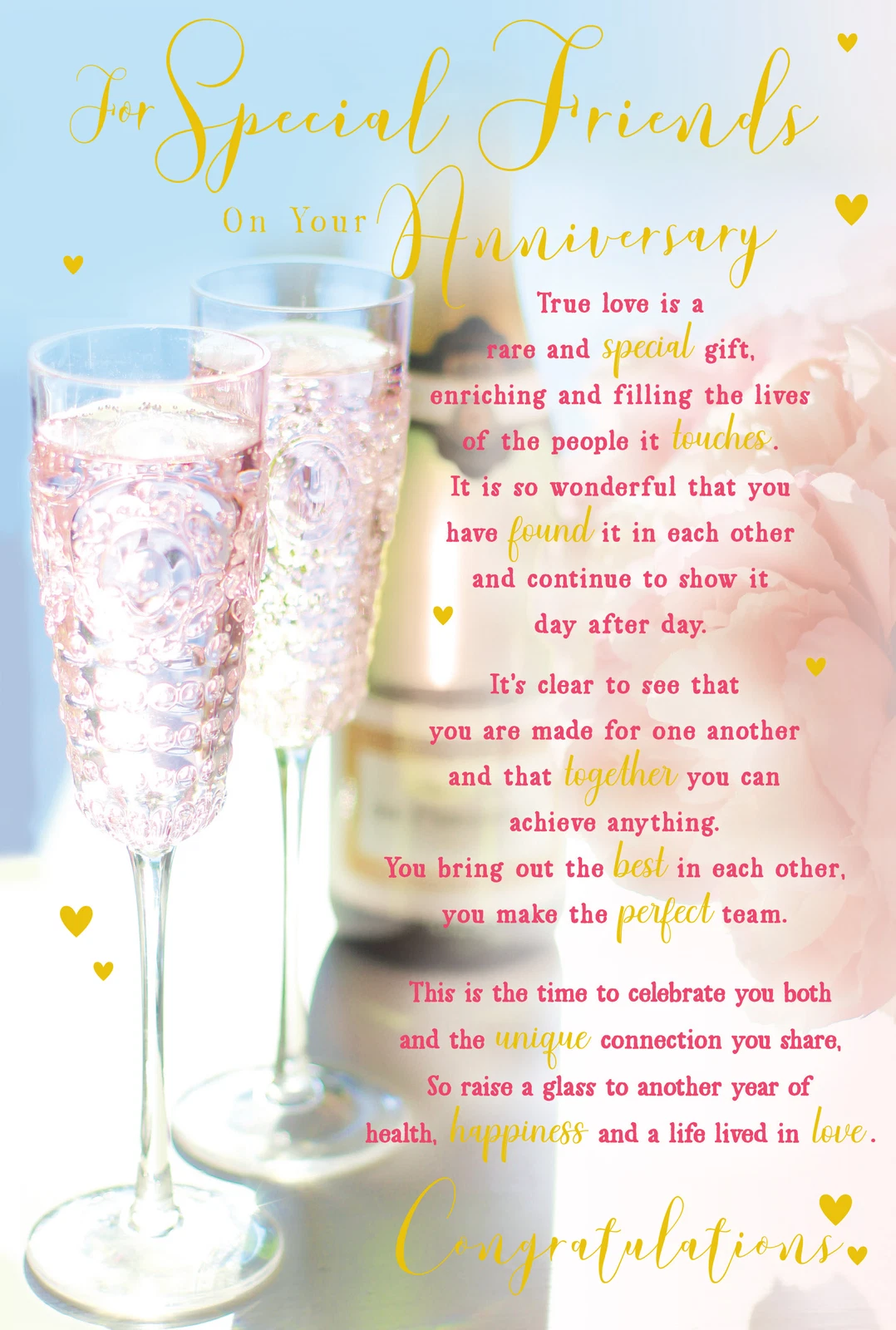 pecial Friends Anniversary Card – Romantic Verse – Modern Quality Finish