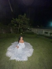 slightly used silver prom dress size 8 