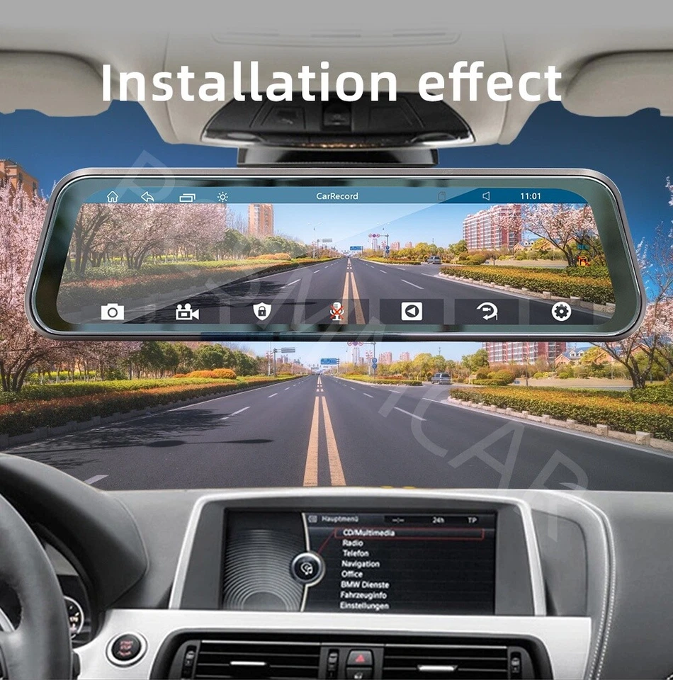 Pantalla táctil grabadora de conducción de automóvil espejo retrovisor reproductor de video para Apple Carplay Foto 3 de 4