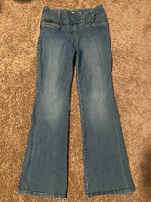 Cache Slim Flared Jeans Stretch Low-Rise Blue Cotton Denim Women's Size 8