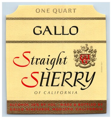1950's-70's Gallo Straight Sherry California Wine Label Original S58E