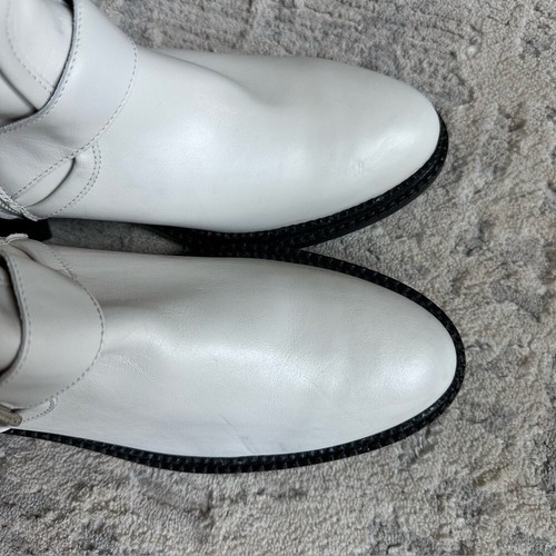 Aquatalia Omayda Water Repellent Moto Off White Leather Boot Shoes Size 9m - Picture 6 of 9