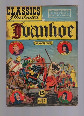 Classics Illustrated #2 - Ivanhoe - 15c Cover - Low Grade