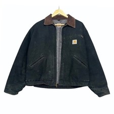 Vintage 2001 Carhartt Detroit Jacket M Faded Black Canvas Blanket Lined J01 BLK