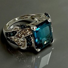 sterling silver blue square cubic zirconia accent ring sz 6