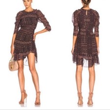 ULLA JOHNSON Aicha Ikat 100% Silk Chiffon Mini Dress 4