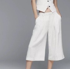 Maeve Anthropologie Avery Pleated Wide Leg Culotte Medium Tall Linen Blend 148