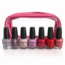 OPI Nail Lacquer Gift Set 5 Colours with Base Coat Top Coat Travel Bag