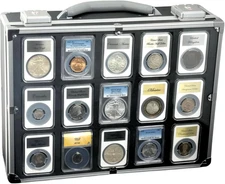 Elite Black Aluminum Display-Top Box for 115 Certified or Certified-Style Coin H