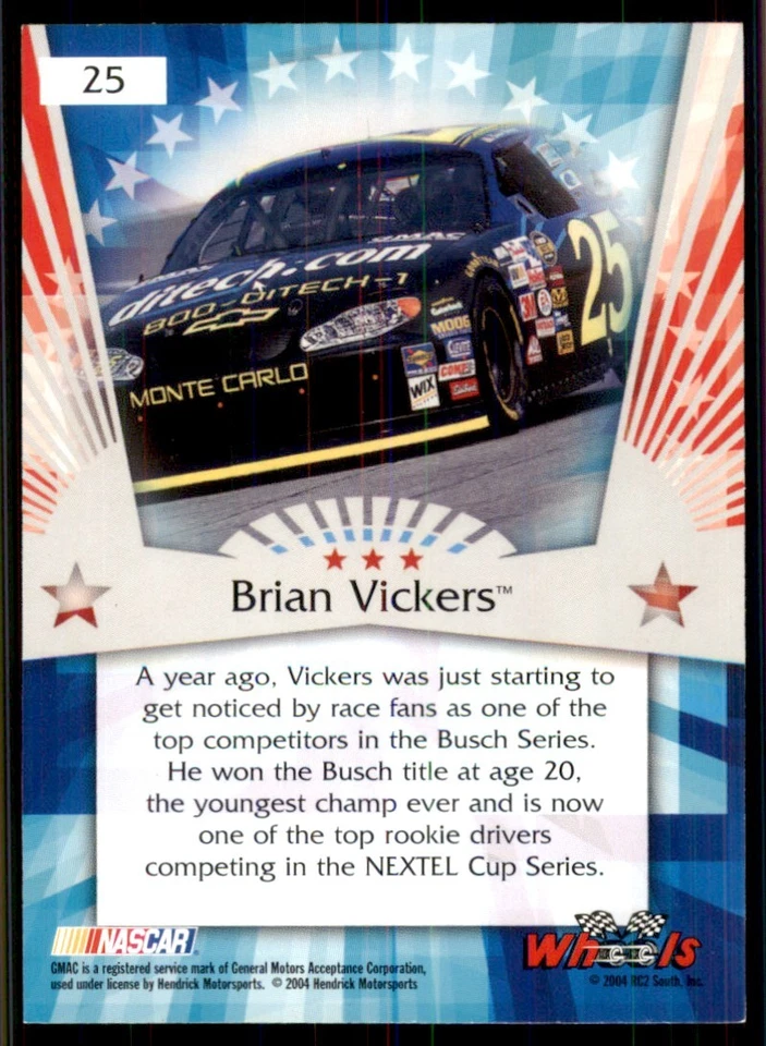 2004 Wheels American Thunder #25 Brian Vickers - Image 2 of 2
