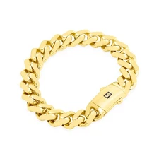 10K Yellow Gold Miami Cuban Royal Monaco Chain Bracelet 5mm-20mm 6" 7" 8" 9"
