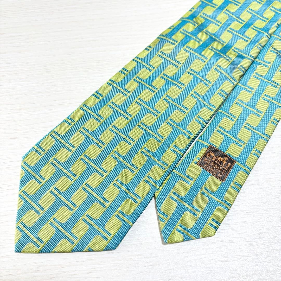HERMES H pattern superb condition geometric tie m… - image 7