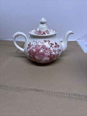 Vintage Mason s Ironstone  fruit basket   Teapot  in Plum/pink England