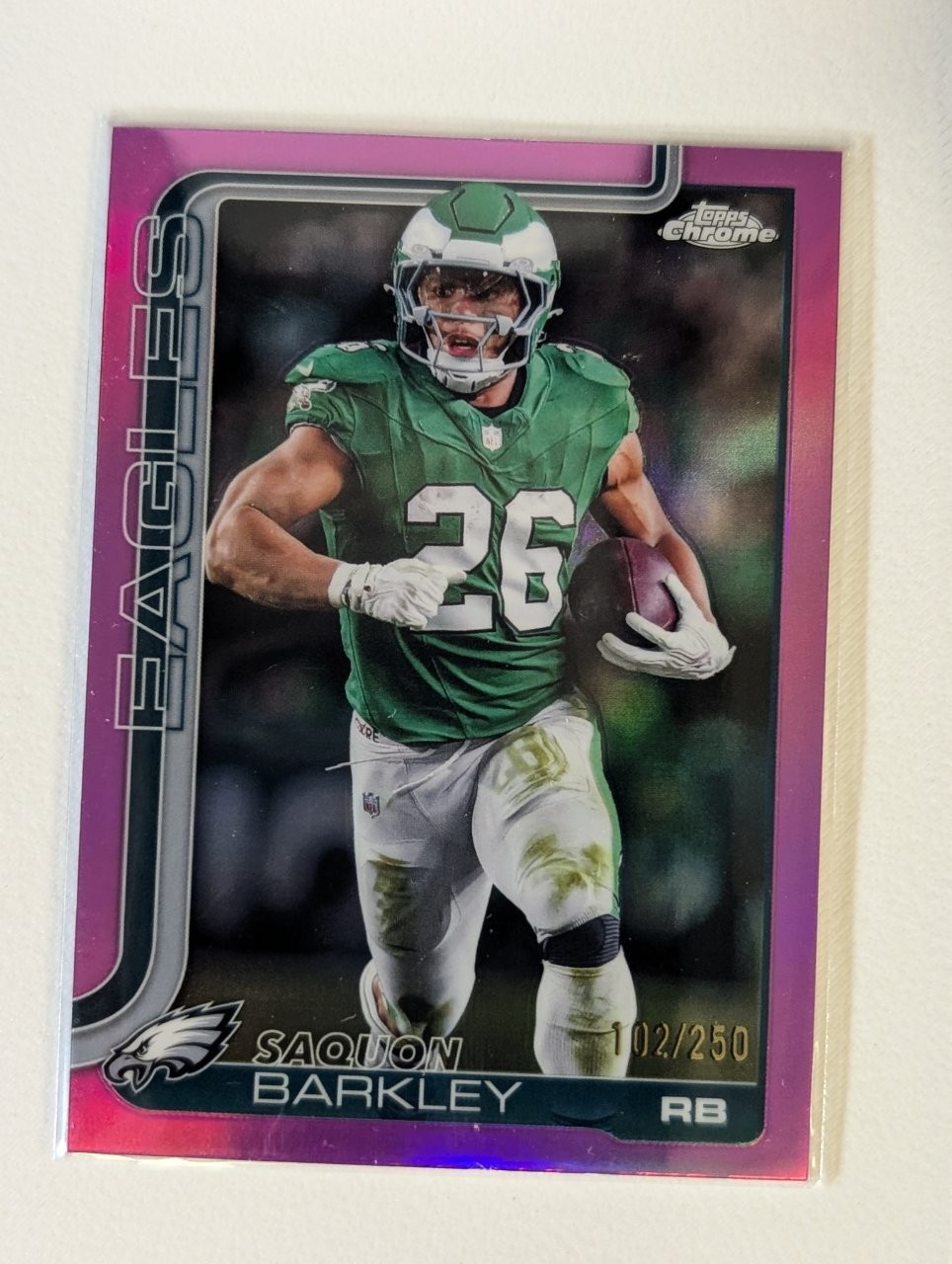 2025 Topps Chrome Football Saquon Barkley Pink Refractor /250 #248