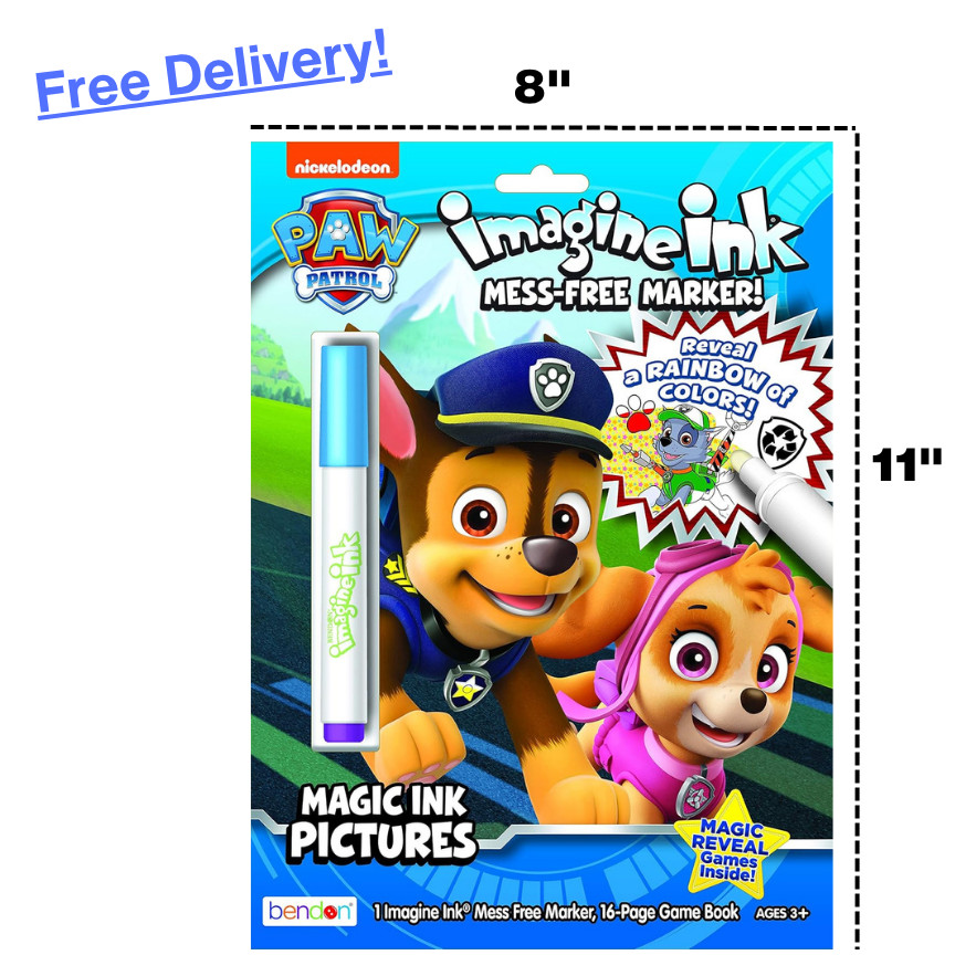 PAW Patrol Imagine Magic Ink Coloring Book and 1 Mess Free Marker | NEW
