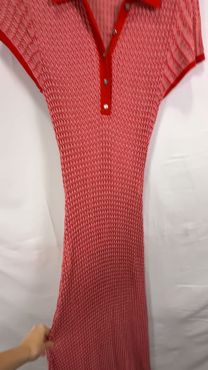 knee length dresses for ladies 100% Cotton Red Smocked Midi Dress