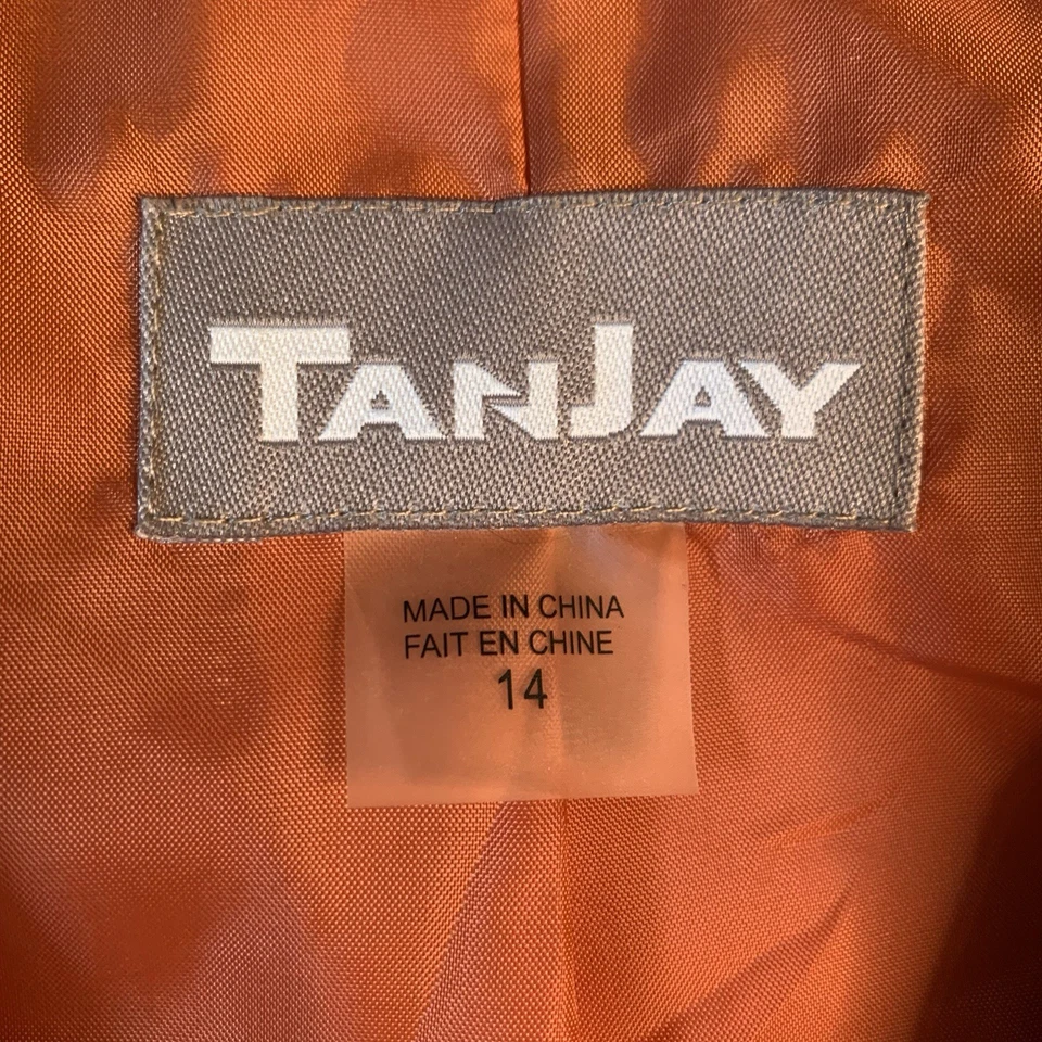 Lote de 2 CHAQUETAS TANJAY Tan Jay para mujer talla 14 naranja más marrón cremallera Foto 4 de 4