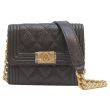 CHANEL AP2206 Black GHardware BoyChanel Compact Chain Wallet Shoulder bag black
