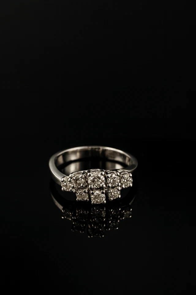 585  Gold Ring mit Diamanten 0,30 Karat  Diamantring in 18Kt Weißgold Gr 2,9 💍 - Bild 2 von 4