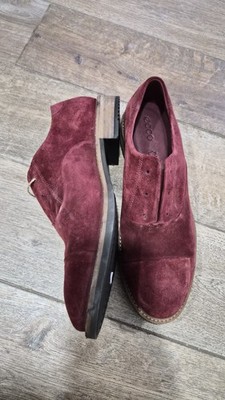 Ecco Sartorelle 25 Tailored Slip On Suede Leather Burgundy Red Loafers Size 41